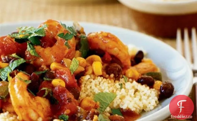 Tagine de creveți și legume cu cuscus