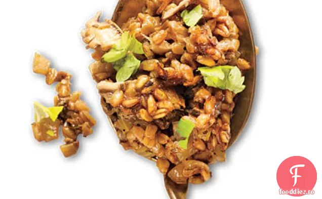 Farro, ceapă caramelizată și umplutură de ciuperci sălbatice