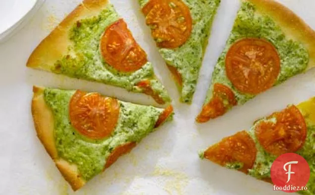 Pesto de rucola, Ricotta și pizza cu Mozzarella afumată