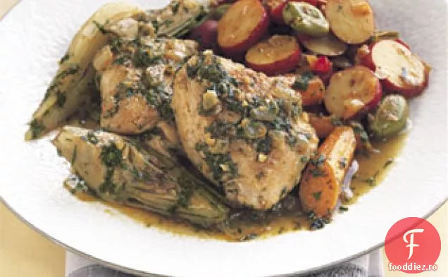 Tagine de pui cu legume de primăvară