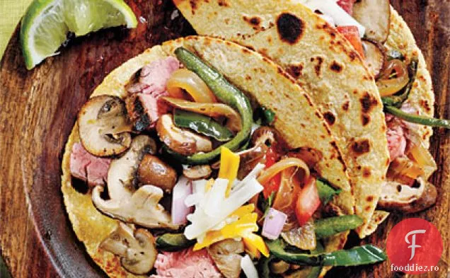 Ciuperci sălbatice, friptură de flanc și Tacos Poblano