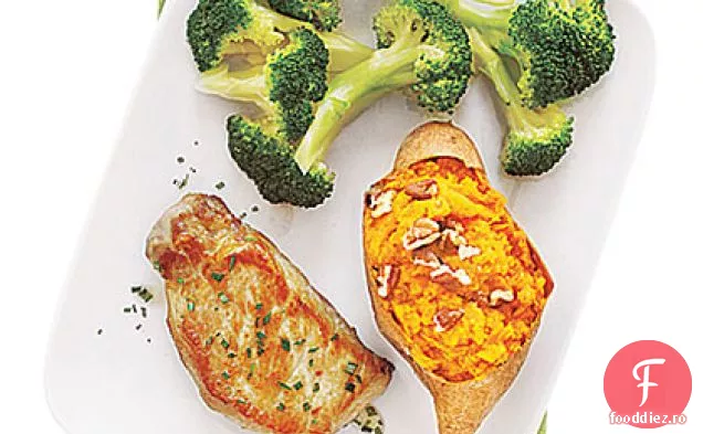 Cartofi dulci de două ori coapte cu cotlet de porc