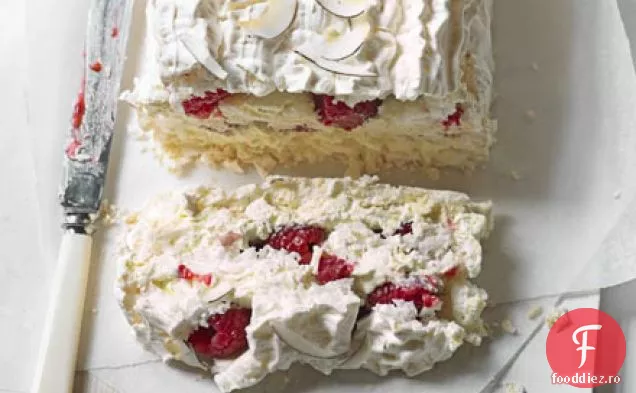 Felie de bezea cu nucă de cocos, zmeură și lime