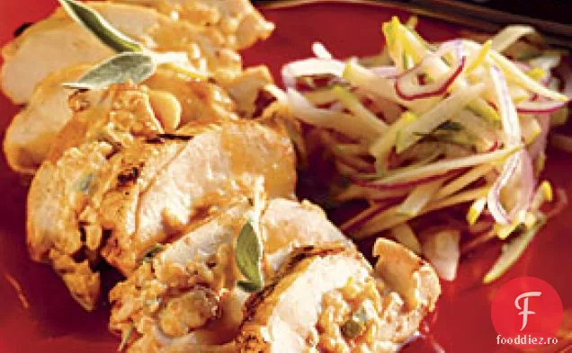 Pui afumat-Cheddar-umplut cu Slaw de mere verzi