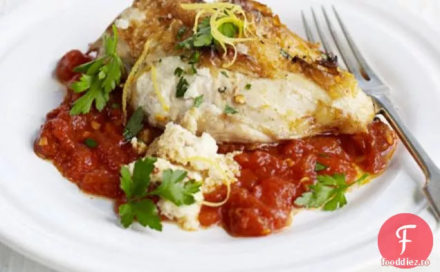 Pui umplut cu lămâie, capere și ardei iute