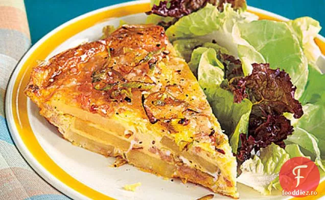 Frittata de cartofi, praz și curcan