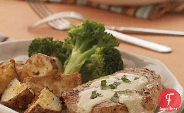 Cotlet de porc cu sos de smântână de muștar