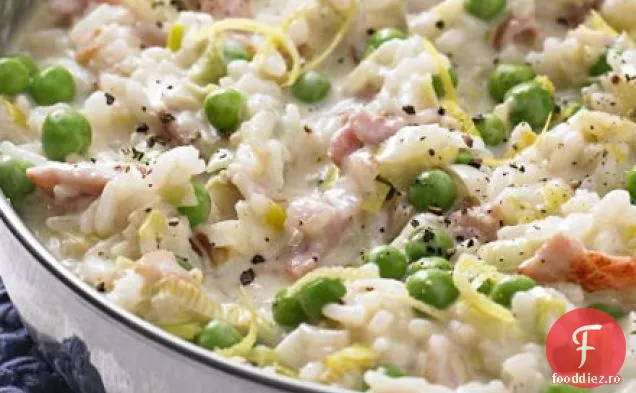Risotto de praz și slănină la cuptor