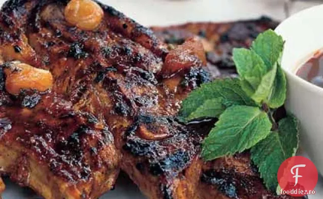 Cotlet de miel frecat cu Curry și ghimbir cu sos de caise-Lime