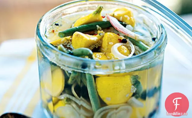 Dulce și acru pattypan Squash și fasole verde