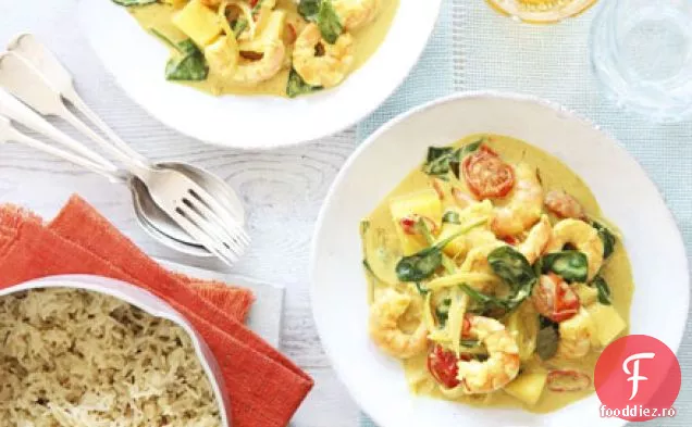 Goan creveți și curry de nucă de cocos cu orez de chimen