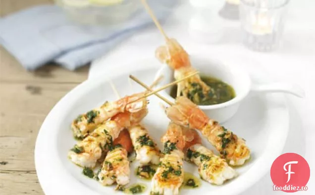 Langustine la grătar cu unt de alune