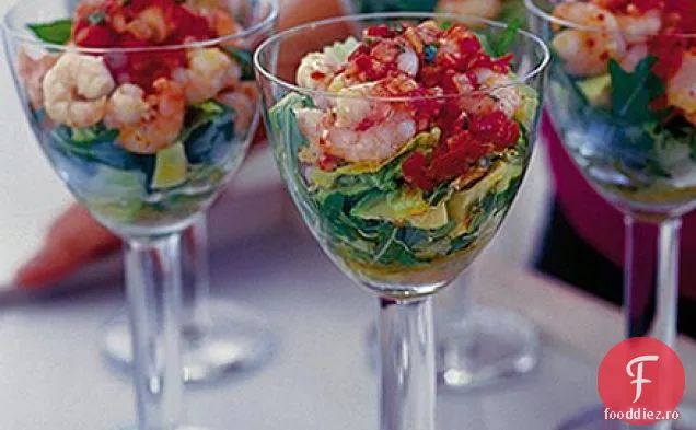 Cocktail picant de creveți cu sos de roșii și coriandru
