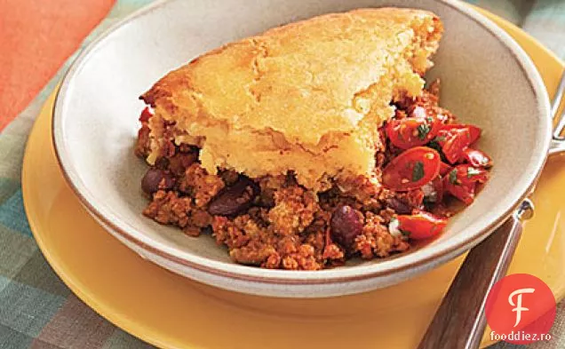 Plăcintă cu brânză chili de curcan cu crustă de făină de porumb