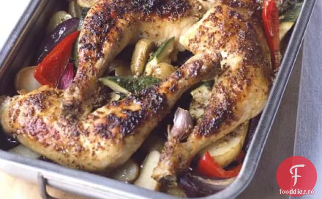 Pui fript de arțar cu cartofi și cimbru