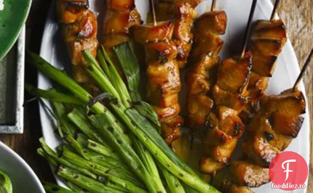 Frigarui de pui teriyaki cu ceapa primavara la gratar