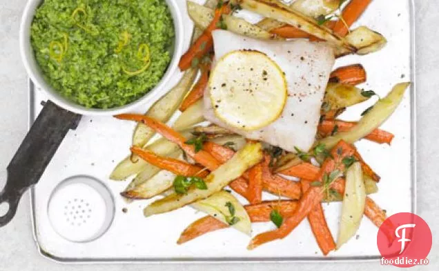 Pește și chipsuri parfumate cu lămâie