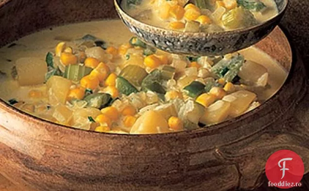 Chowder de porumb cu usturoi crotoni