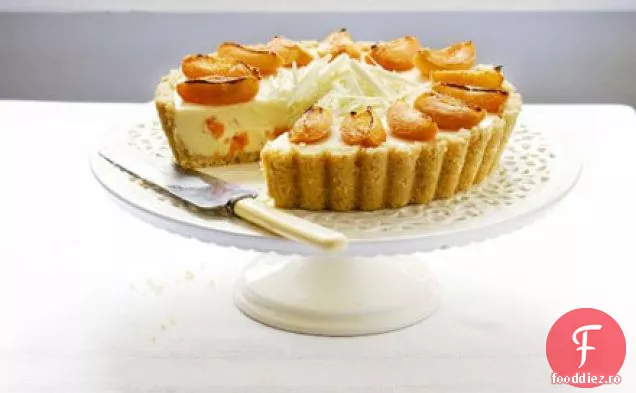 Cheesecake cu ciocolată albă și caise