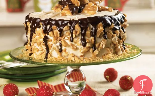 Tort de zahăr brun cu cremă de unt de arahide și Topping fragil