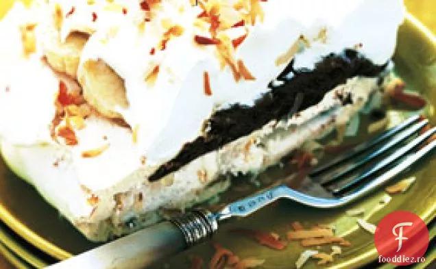 Nucă de cocos Pavlova cu Mousse de ciocolată și banane