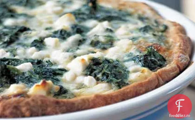 Spanac, ceapă caramelizată și Quiche Feta