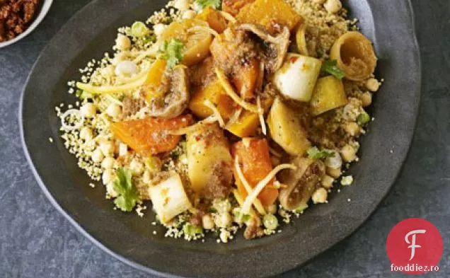 Cuscus vegetal cu năut și lămâi conservate