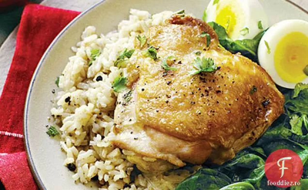 Pilaf de pui condimentat cu ouă
