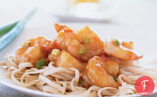 Creveți prăjiți cu sos picant de portocale