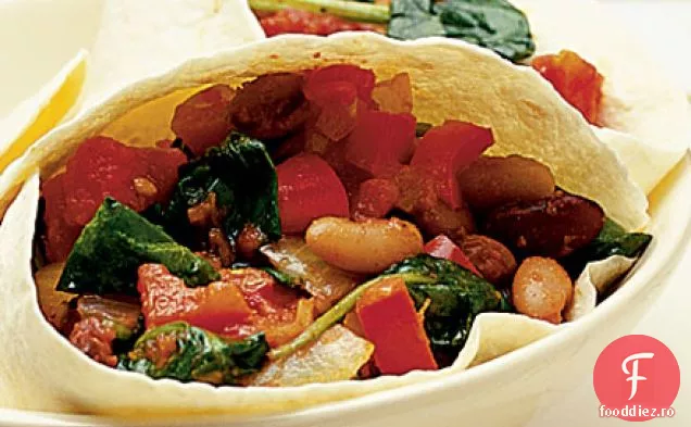 Tortilla cu spanac și roșii