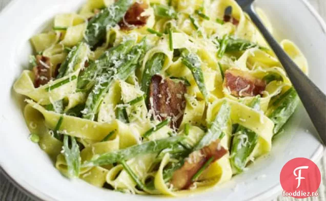 Fettuccine cu fasole și pancetta