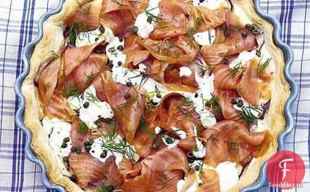 Tarta cu somon afumat, marar si ceapa