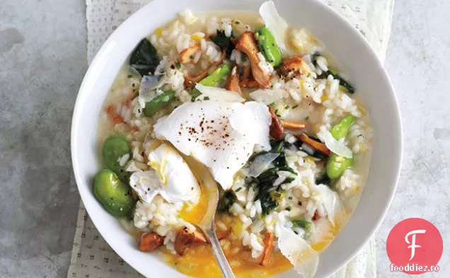 Risotto de legume de primăvară cu ouă Pocate