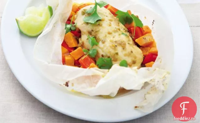 Pachete de pui și cartofi dulci în stil thailandez