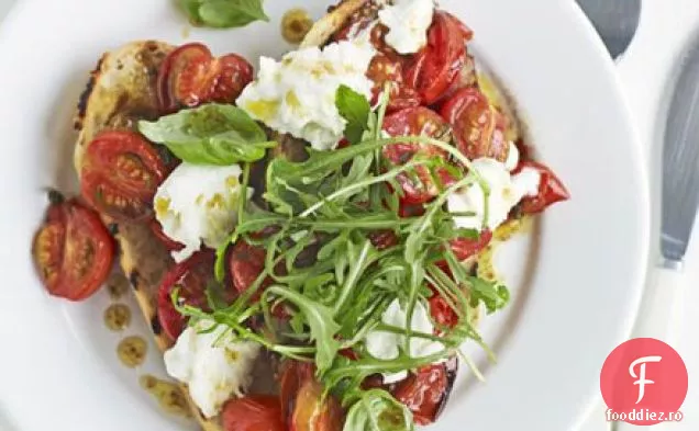 Roșii prăjite, mozzarella și rachetă