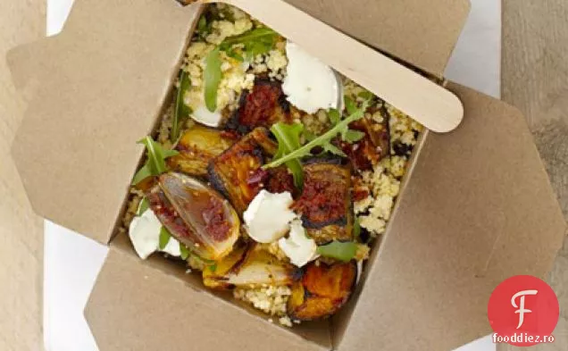 Harissa veg, brânză de capră și salată de cuscus
