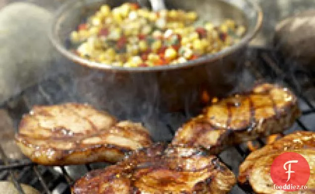 Melasă - și Chile-medalioane de porc glazurate cu roșu de porumb afumat