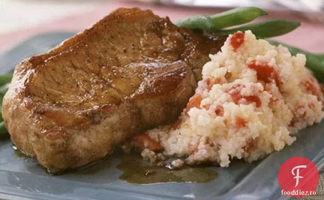 Cotlet de porc glazurat Balsamic cu grâu de ardei roșu