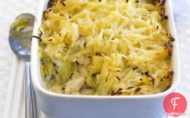 Rosti-topped plăcintă cu pește
