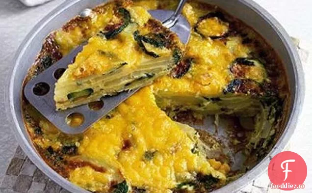 Frittata de dovlecei, cartofi și mentă