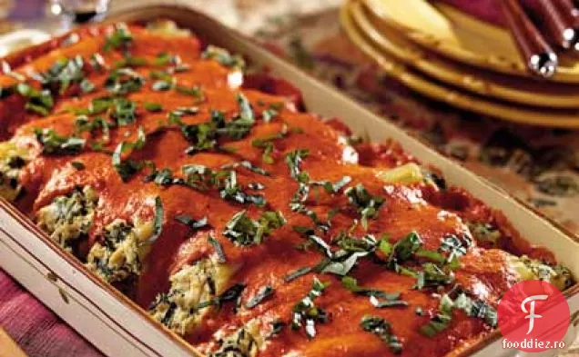 Cannelloni de pui cu sos de ardei gras roșu prăjit