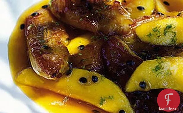 Banane cu mango și caramel din fructul pasiunii