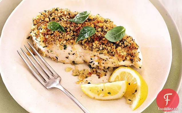 Halibut prăjit cu crustă de nucă