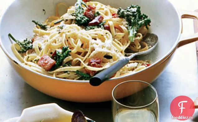 Fettuccine de lămâie cu Broccoli și Pancetta