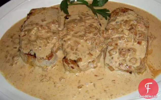 Cotlet De Porc Dijon Cu Sos De Cremă De Coniac