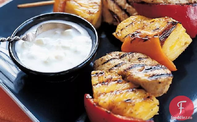 Frigarui de curcan curry cu Raita de castraveti