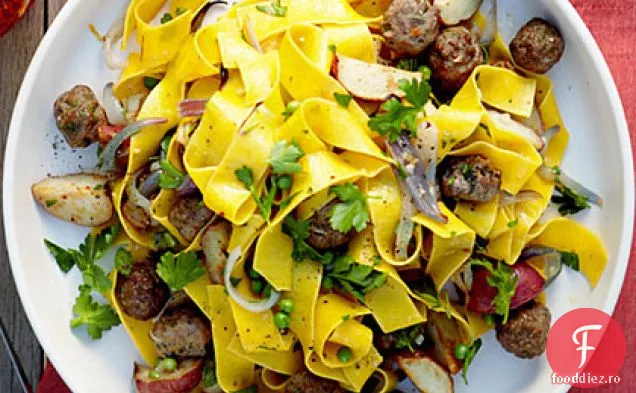 Legume prăjite și mini chiftele Pappardelle