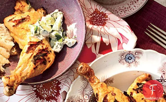 Tandoori pui la gratar cu Raita de menta