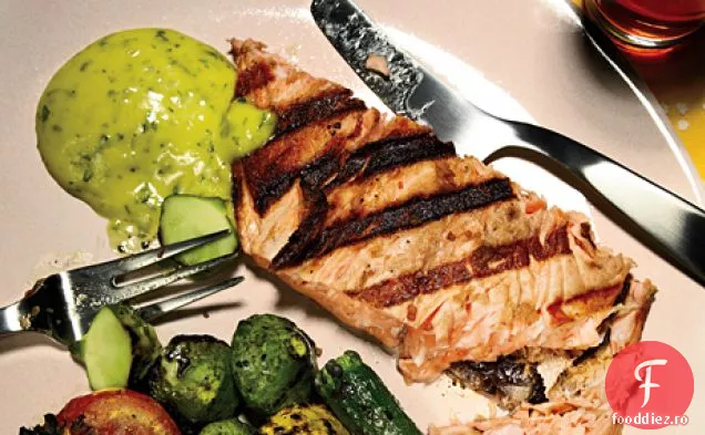 Somon la grătar cu busuioc a Encrololi