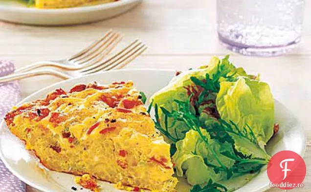 Frittata cu Bacon, praz și spaghete